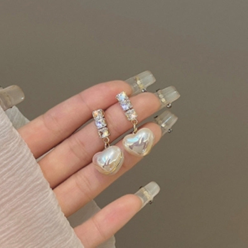 E2956 Aretes corazon cristal aleacion 3cm