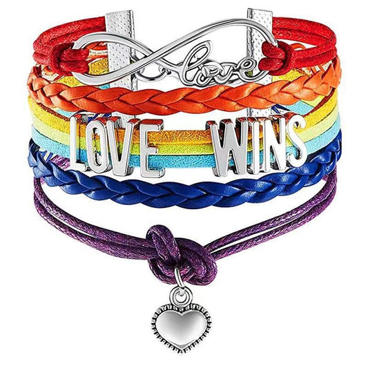 B236 Pulsera arcoiris cuero sintetico alescion