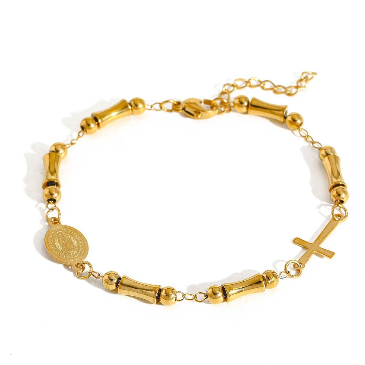 B586 Pulsera San Benito dorada acero inoxidable 20cm