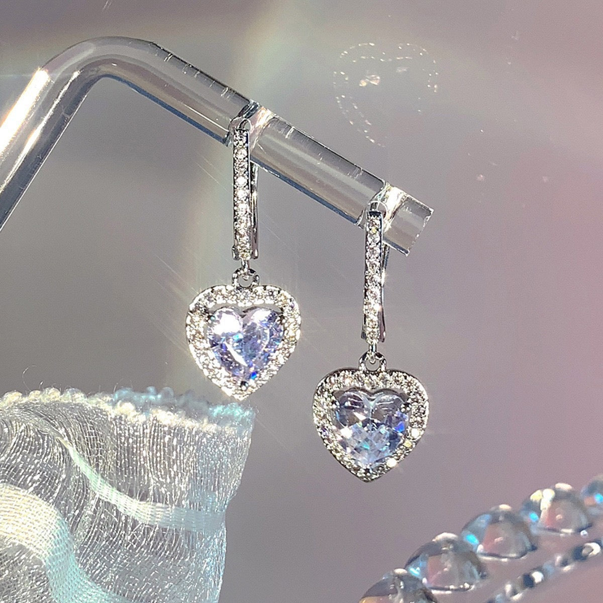 E7073 Aretes corazón brillante aleacion 5cm