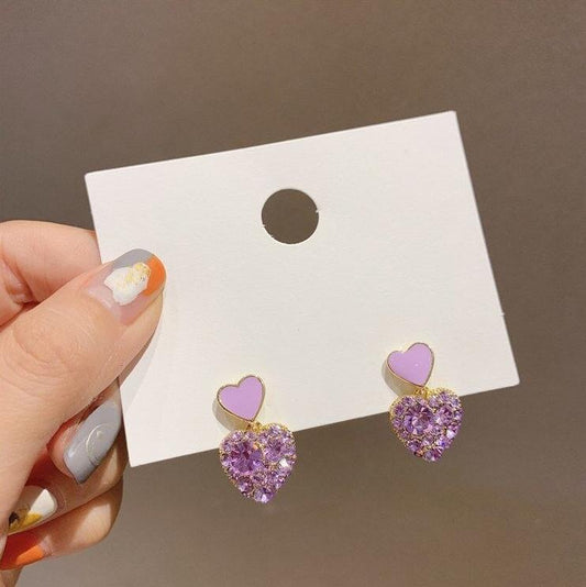 E3667 Aretes corazón púrpura aleacion 2.5cm