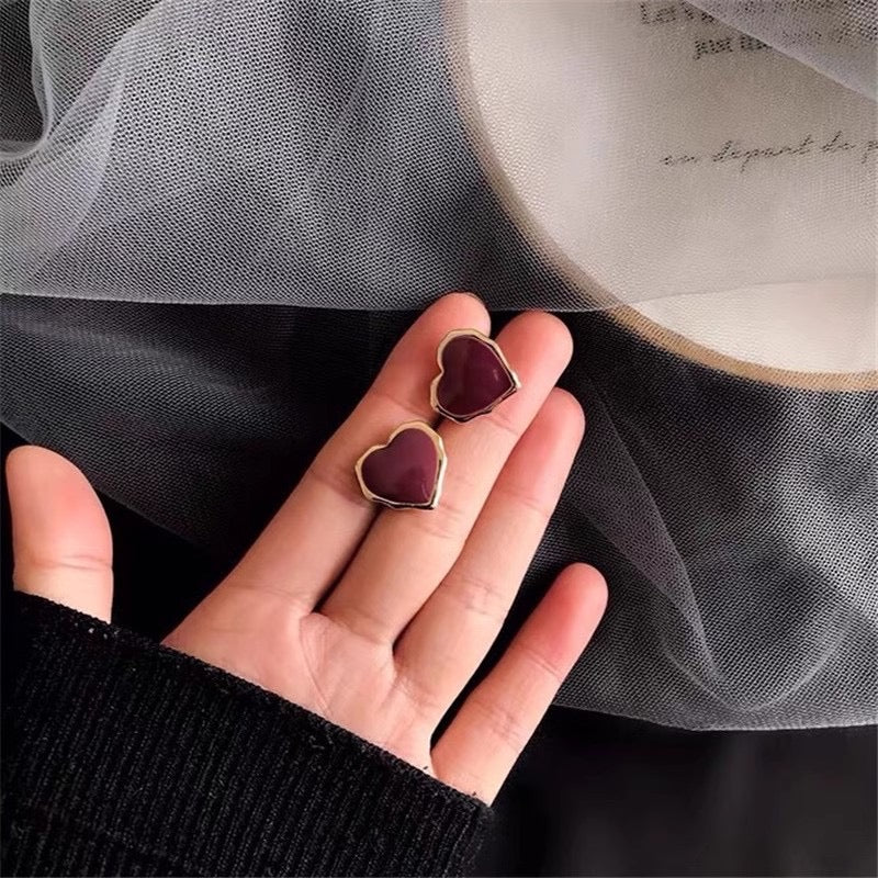 E3218 Aretes corazon rojo aleacion 2cm