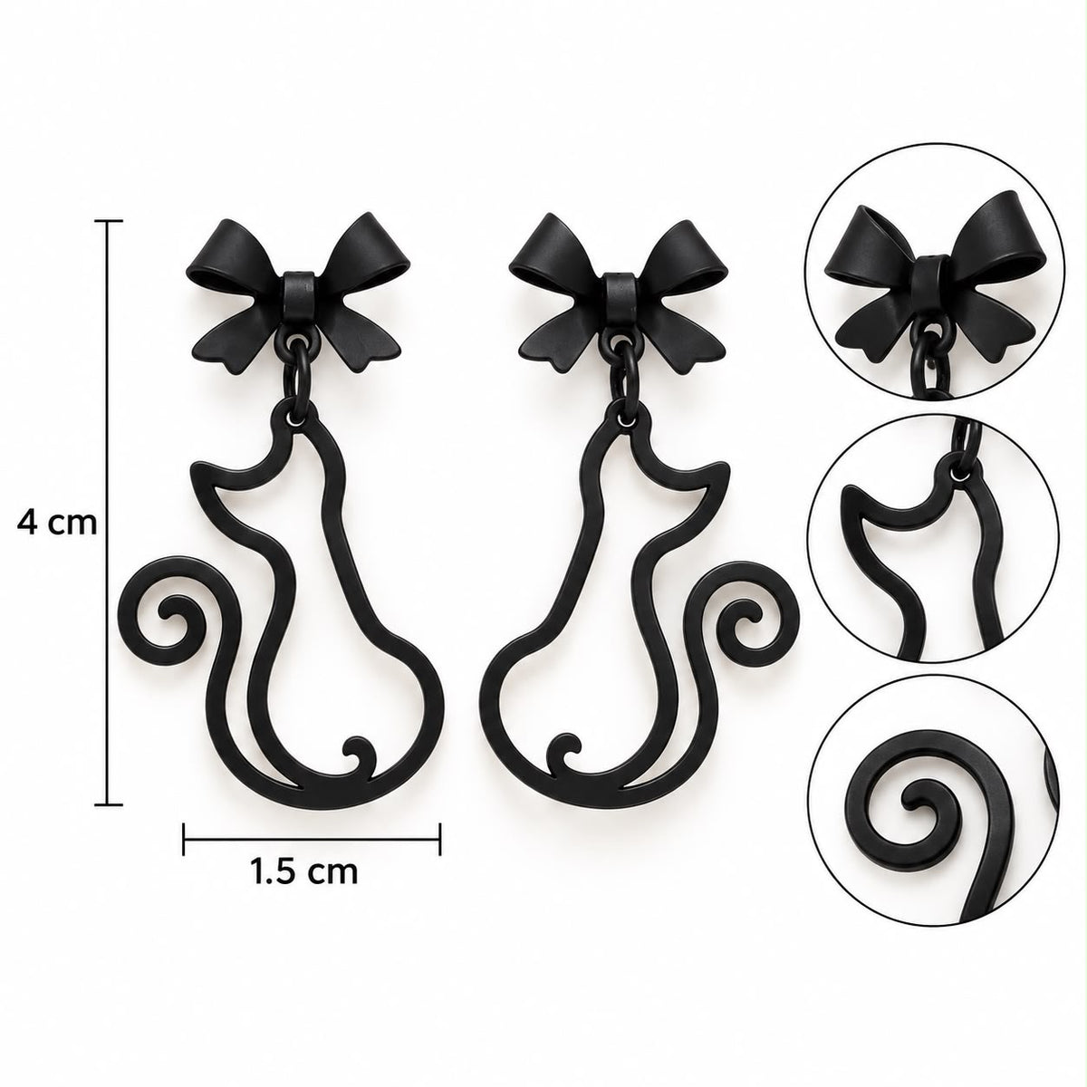 E7406 Aretes gato diseño coqueto aleacion
