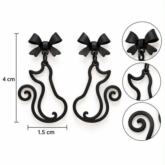 E7406 Aretes gato diseño coqueto aleacion
