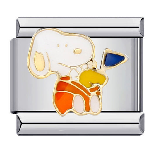 B414 Dije de pulsera italiana snoopy acero inoxidable1cm