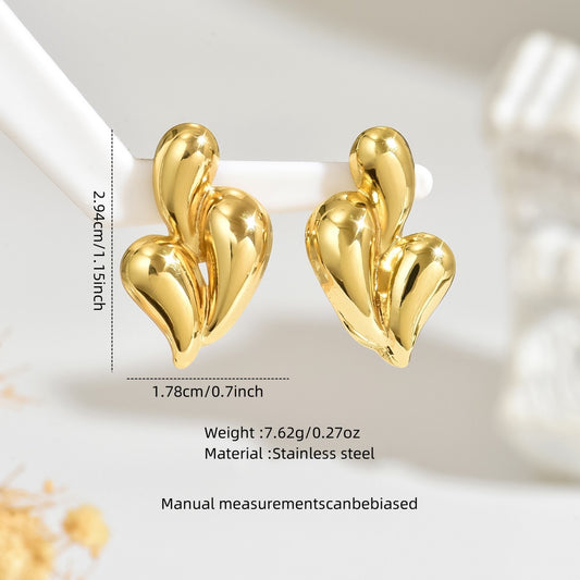 E5753 Aretes gotas doradas 4cm acero inoxidable