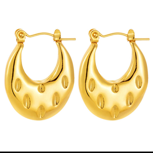 E5498 Arracadas ovaladas doradas acero inoxidable 3cm