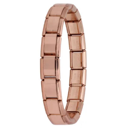 B395 pulsera italiana oro rosa acero inoxidable 17.5cm