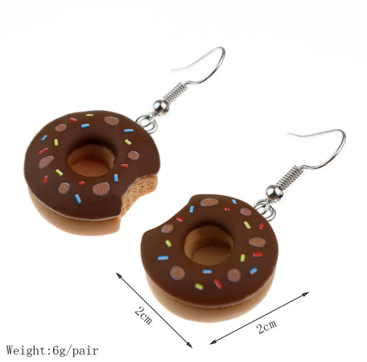 E3090 Aretes donas chocolate resina colgante 3cm