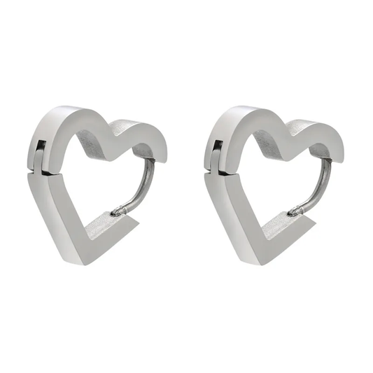 E2099S Aretes Arracada Corazon Plateado Acero Inoxidable