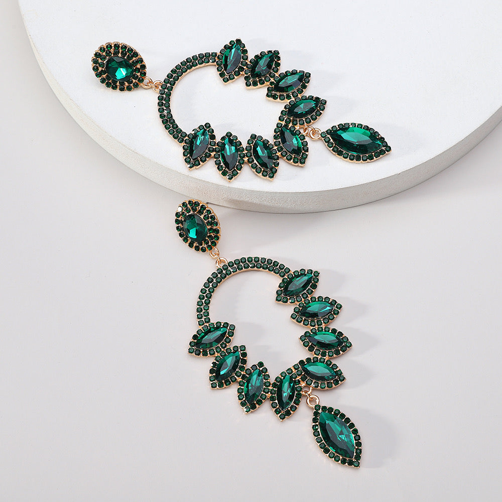 E7305V Aretes cristal elegante de fiesta 10.5cm