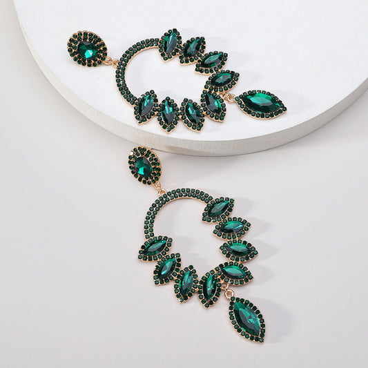 E7305V Aretes cristal elegante de fiesta 10.5cm