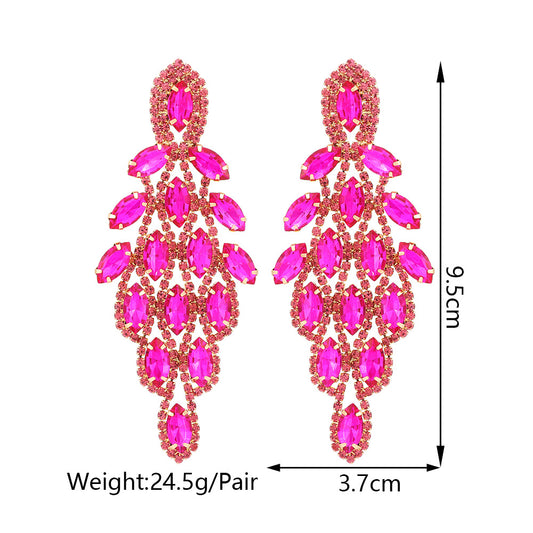 E3540 Aretes flor cristal rosa fiesta cobre 9cm