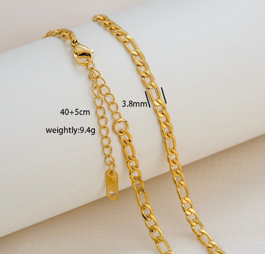 C1508 Collar eslabones cubanos acero inoxidable chapado en oro de 18k 20cm