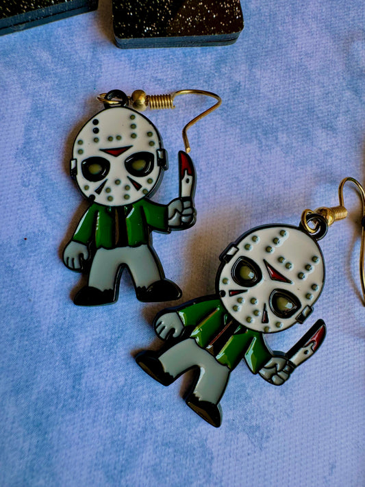 JY32 Aretes Jason Voorhees Viernes 13 Halloween