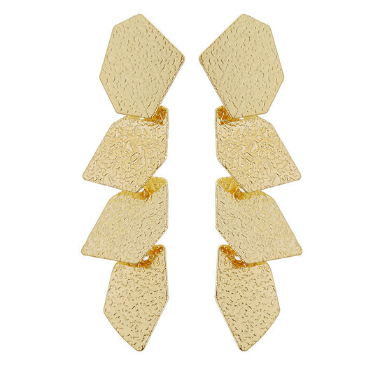 E7203 aretes pétalos dorados geométricos Vintage aleación 7 cm