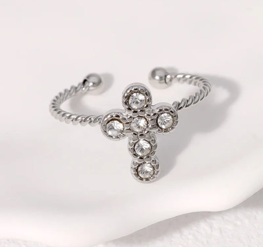 A196 anillo cruz abierto acero inoxidable