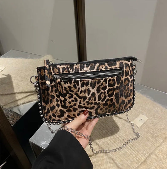 Cr58 bolsa bandolera de animal print cuero sintetico