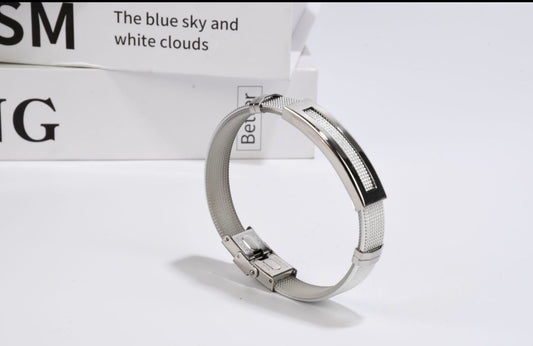 B748 pulsera plateada acero inoxidable chapado en oro unisex