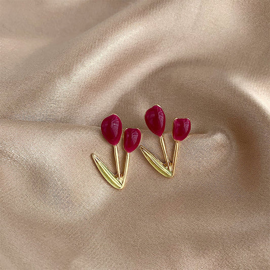 E7192 Aretes tulipán rojo aleacion 2cm