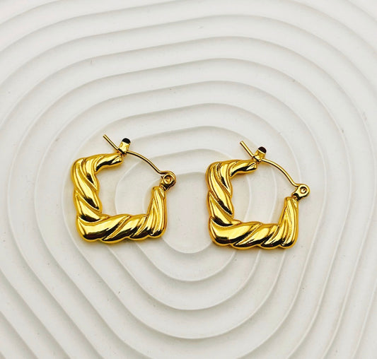 E5417 Arracada rombo dorado acero inoxidable