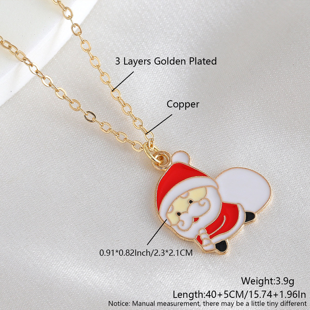 C902 Collar santa claus Navidad cobre 22cm largo 2cm dije