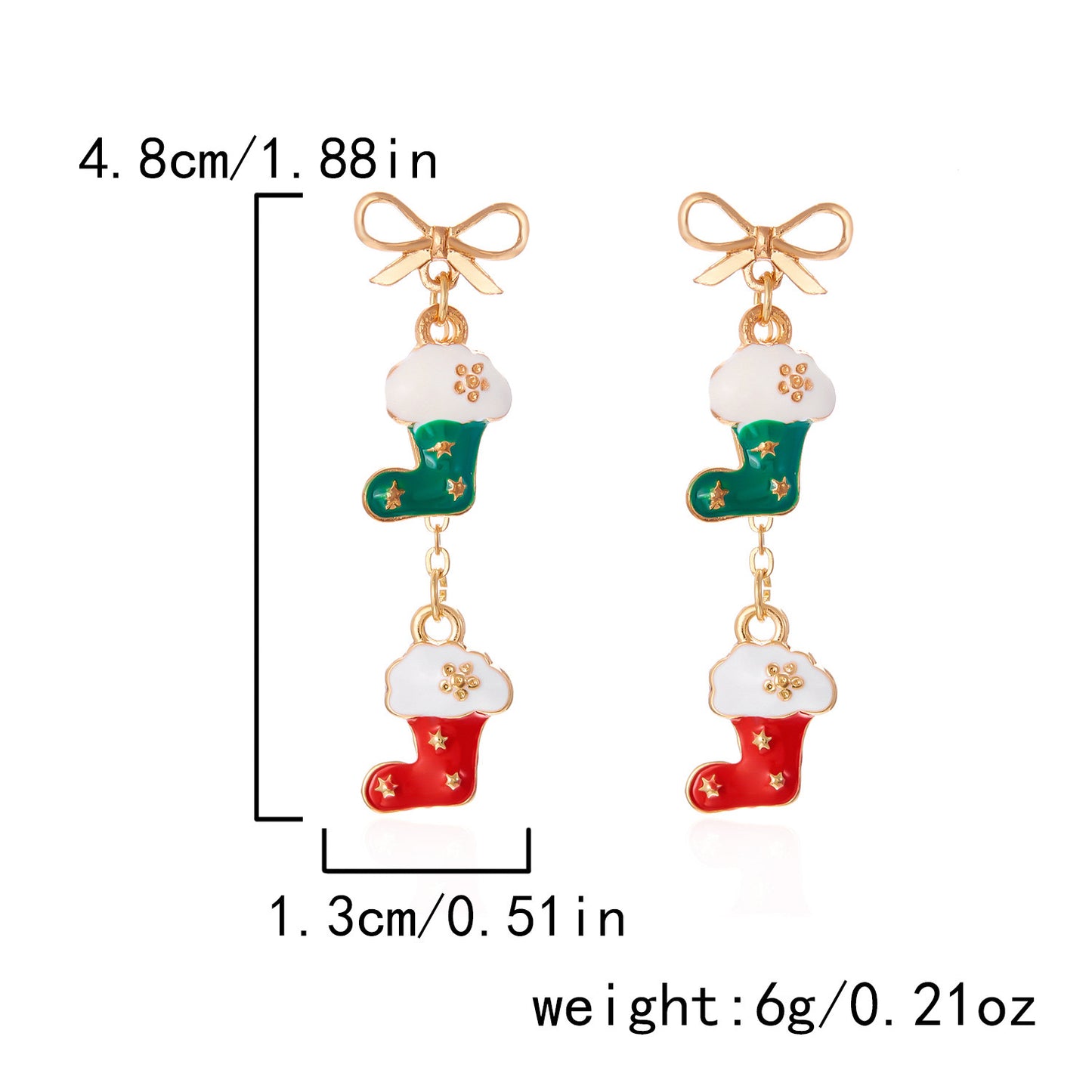 E4077 Aretes botas de Navidad aleacion 2.5cm
