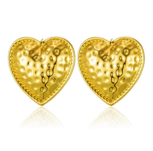 E5482 Aretes corazón dorado acero inoxidable