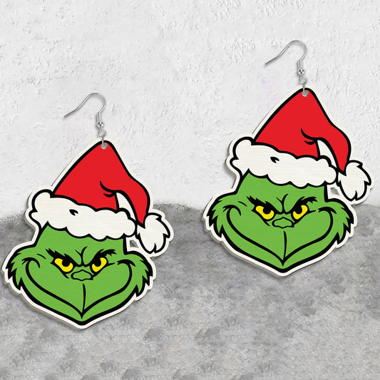 E3903 Aretes grinch de Navidad acrilico 6cm