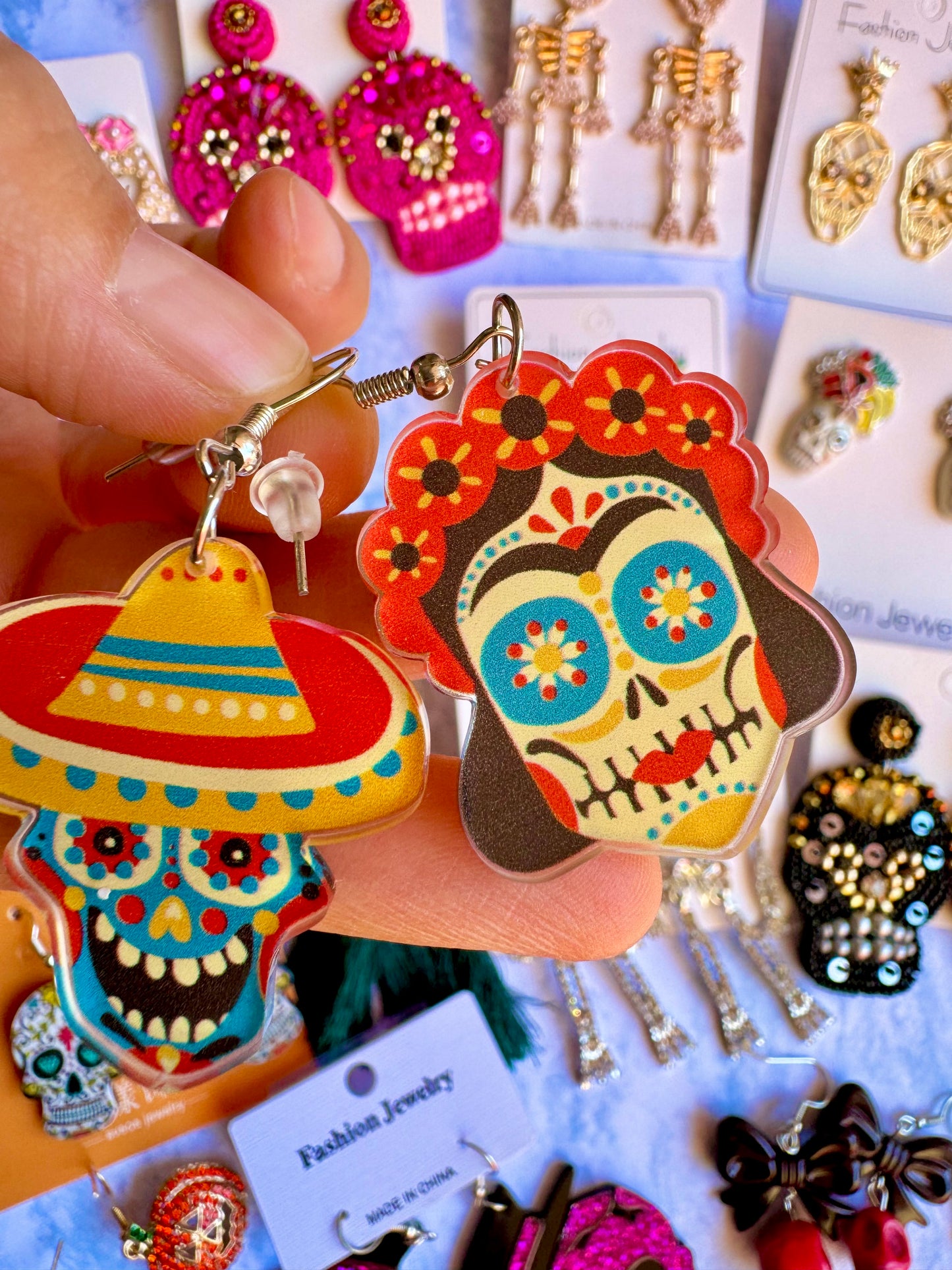 E230 Aretes Calavera Catrina Frida Kahlo Dia De Muertos Halloween