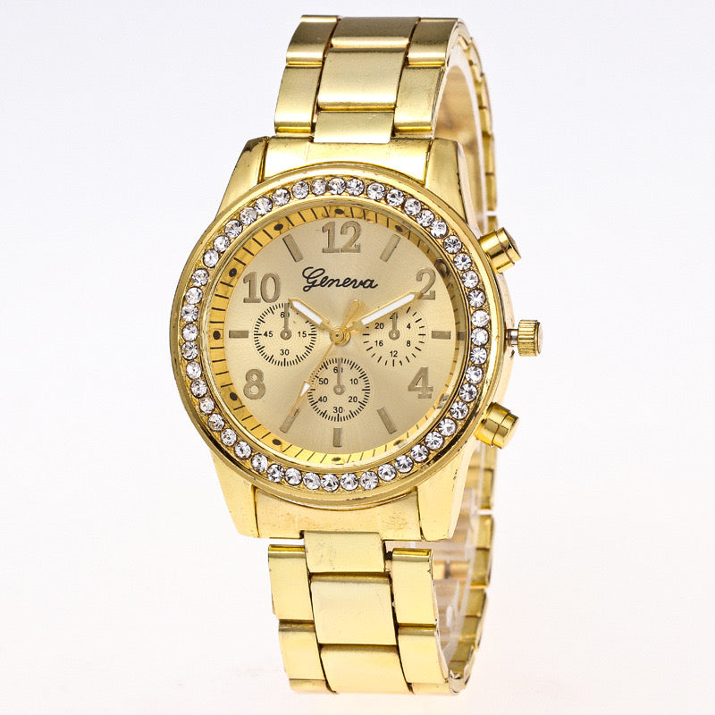 R128 Reloj caballero dorado aleacion