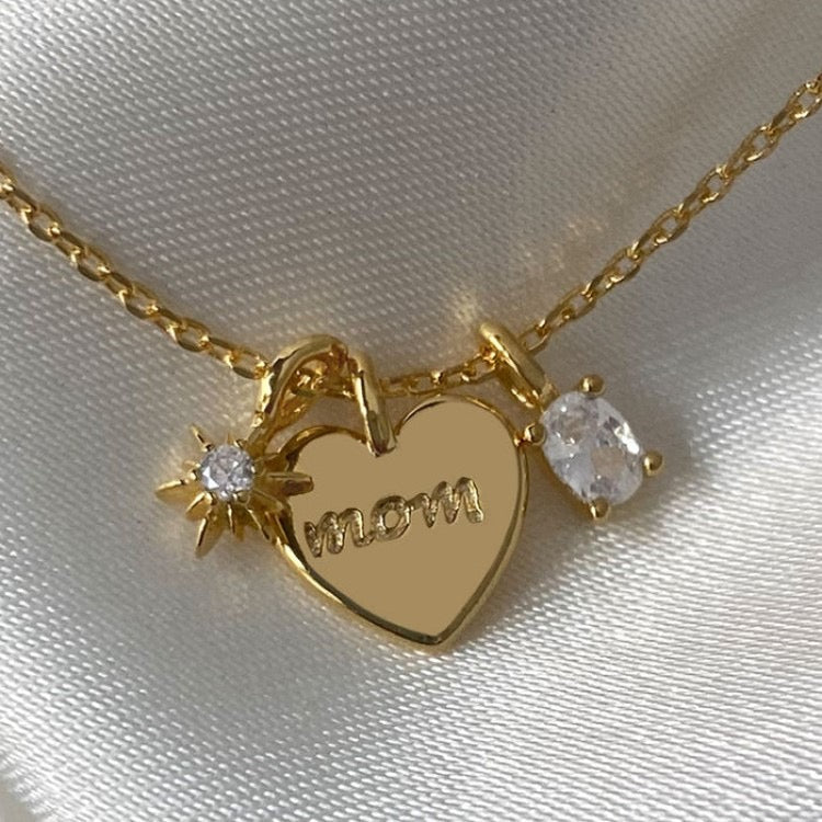 C559 Collar mom corazon cobre largo 23cm dije 2cm