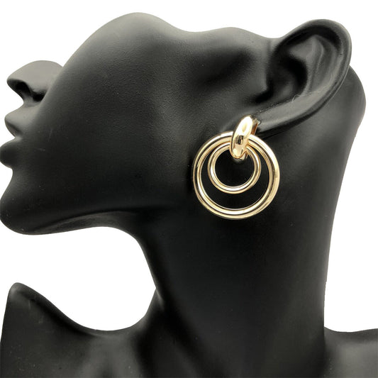 E5903 Aretes circular dorado metal 5cm