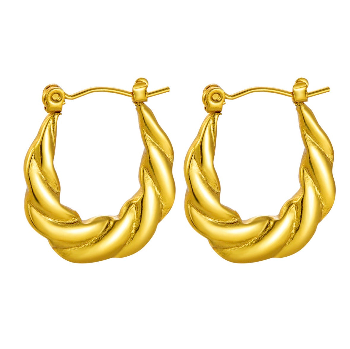 E5471 arracadas entrelazadas doradas acero inoxidable 3cm