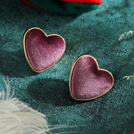 E3300 Aretes corazon gamuza purpura 3cm