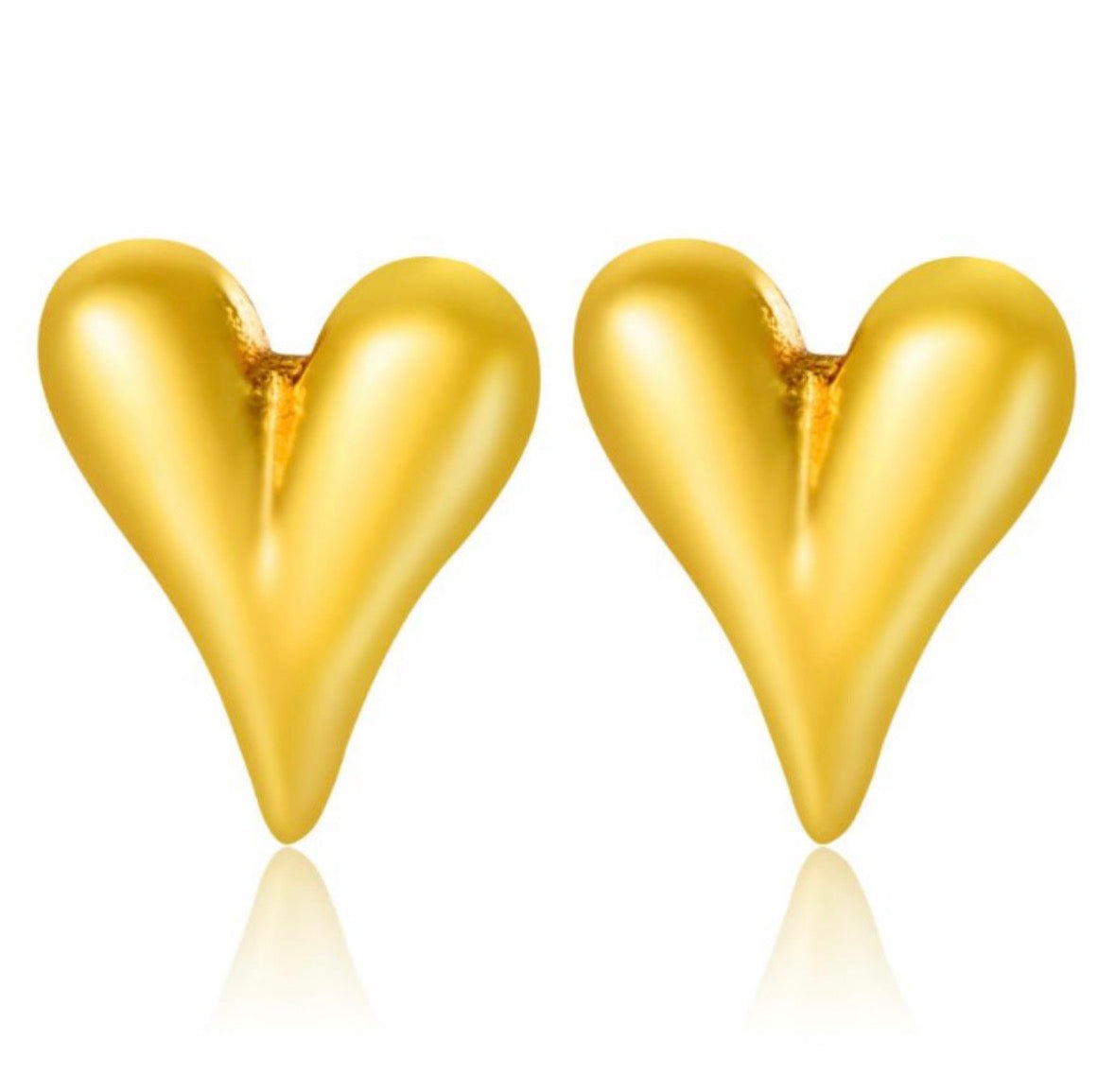 E5490 Aretes corazón dorado acero inoxidable 2cm