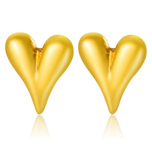 E5490 Aretes corazón dorado acero inoxidable 2cm