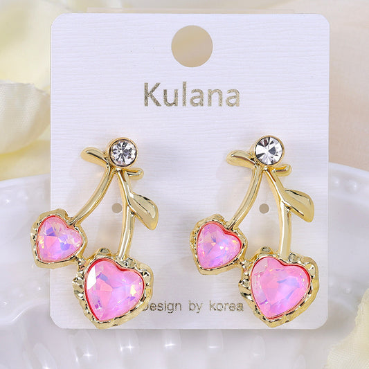 E3430 aretes cerezas rosa acrilico 2.5cm