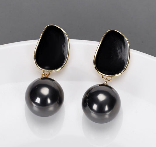 E7018 Aretes perla negra aleacion 3cm