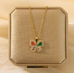 C732 Collar mariposa acero de titanio 21cm largo 1.5cm dije