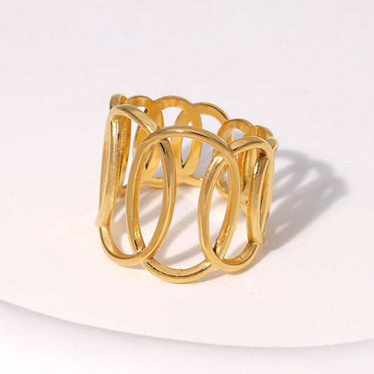A532  anillo dorado abstracto acero inoxidable 304 ajustable