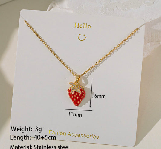 C1484 collar dorado fresa acero inoxidable 25cm largo 2cm dije