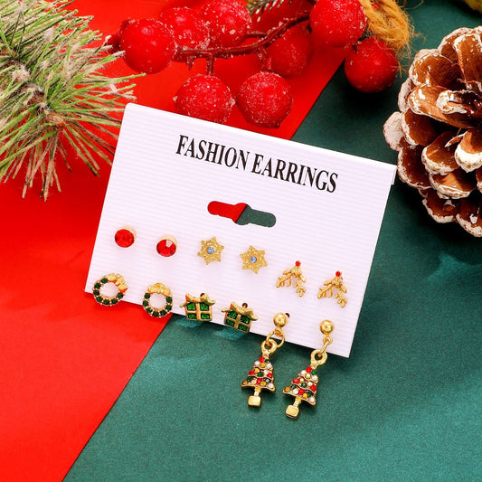 E4364 conjunto de aretes de Navidad 2cm aleacion