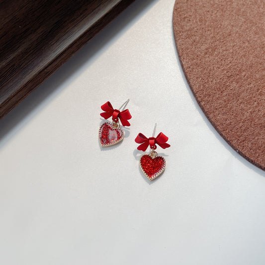 E7076 Aretes corazón rojo aleacion 1.5cm