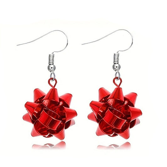 E4182 Aretes moño de regalo aleacion 6cm