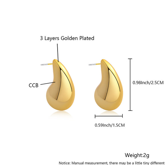 E4930 Aretes gota  imitacion dorada chapada en cobre 3cm