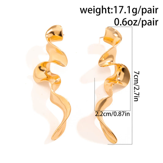 E3309 Aretes espiral dorado aleacion 8cm