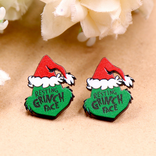 E3835 Aretes grinch Navidad alargaron 2cm