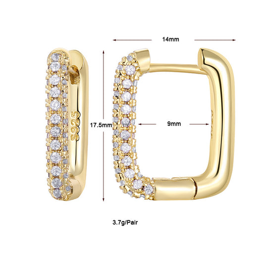 E3461 Aretes cuadro dorado cobre chapado en oro de 18k 1.5cm