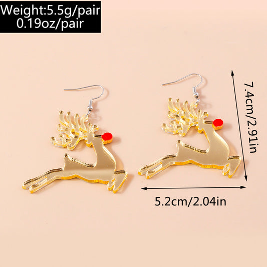E4158 aretes reno navideño dorado aleacion 4cm